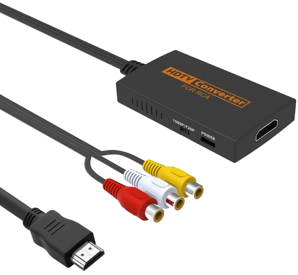 AV to HDMI Adapter + HDMI kaapeli